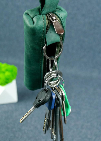 Кожаная ключница на молнии, натуральная Винтажная кожа, цвет Зеленый Berty (253839505)