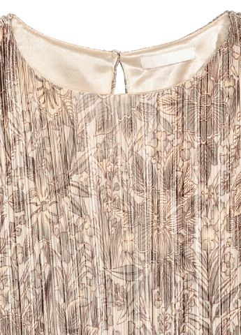 Светло-бежевое кэжуал платье плиссированное H&M с цветочным принтом