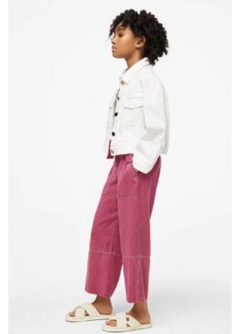 Розовые кэжуал демисезонные брюки Zara