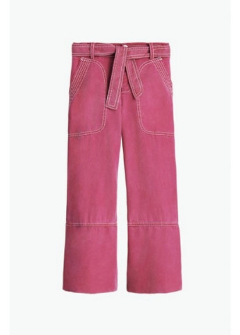 Розовые кэжуал демисезонные брюки Zara