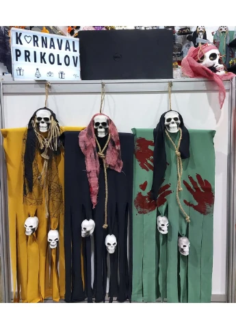 Декор для хеллоуїна Примарний Череп (95см) чорний з попелом троянди 10083 1296295394 Украина ТД (253631587)