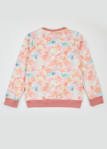 ArDoMi свитшот цветочный светло-розовый кэжуал хлопок, двунитка