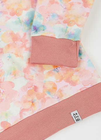 ArDoMi свитшот цветочный светло-розовый кэжуал хлопок, двунитка