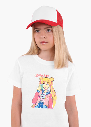 Белая демисезонная футболка детская сейлор мун (sailor moon) белый (9224-2924) 164 см MobiPrint
