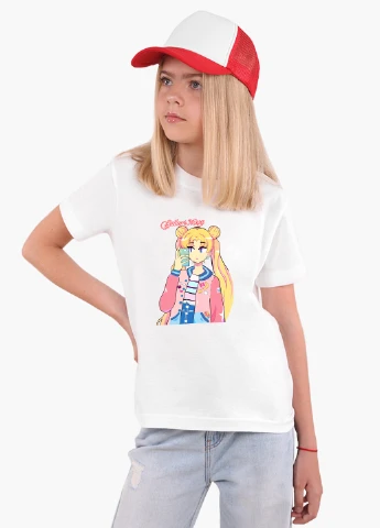 Белая демисезонная футболка детская сейлор мун (sailor moon) белый (9224-2924) 164 см MobiPrint