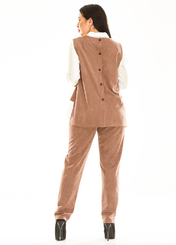 Костюм (блуза, жилет, брюки) Primyana тройка однотонный бежевый кэжуал