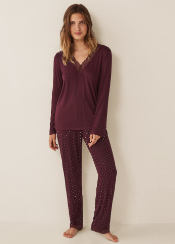 Бордовая всесезон пижама (лонгслив, брюки) лонгслив + брюки Women'secret