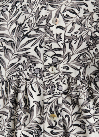 Серое кэжуал платье рубашка H&M с цветочным принтом