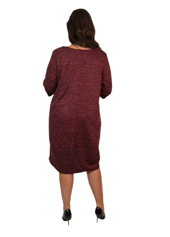 Бордовое кэжуал платье трикотажное бордовое с розой в стиле бохо art 00071a BABOCHKA XL Collection однотонное