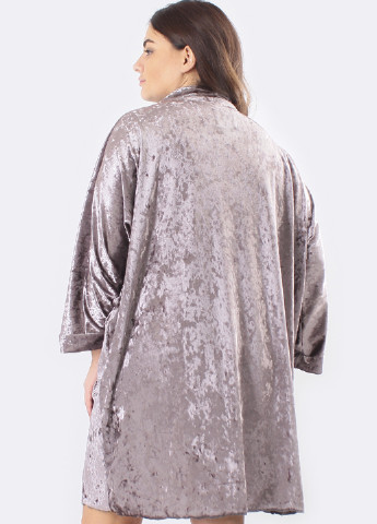 Сіро-коричневий демісезонний комплект (нічна сорочка, халат) Ghazel
