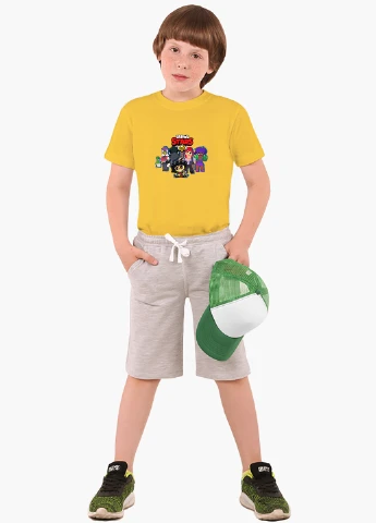 Жовта демісезонна футболка дитяча бравл старс (brawl stars) (9224-1004) MobiPrint