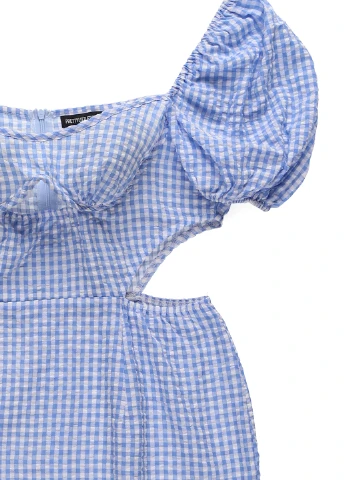 Голубое кэжуал платье PrettyLittleThing в клетку