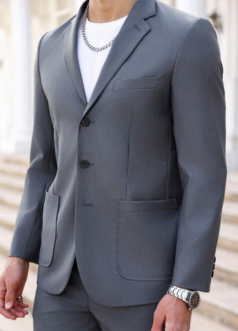 Темно-серый демисезонный костюм (пиджак, брюки) брючный SHEIN