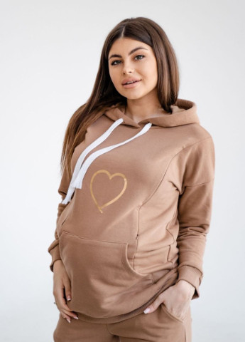 Мягкий хлопковый спортивный костюм для беременных и кормящих с секретом кормления мокко To Be (247099688)