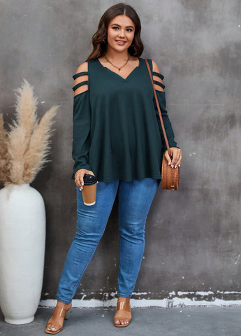 Темно-зелена блуза SHEIN