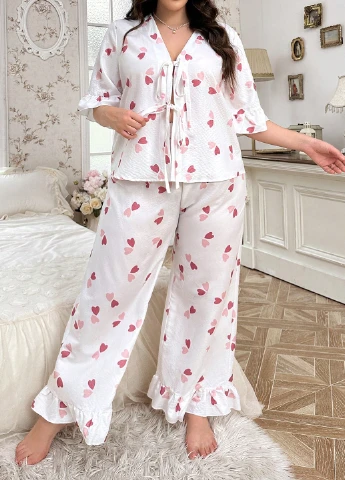 Белая всесезон пижама (кофта, брюки) кофта + брюки SHEIN