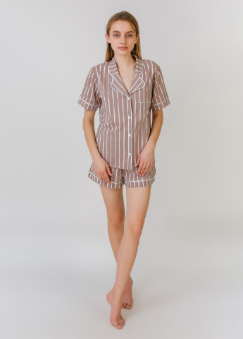 Бежевая всесезон пижама (рубашка, шорты) рубашка + шорты Serenade