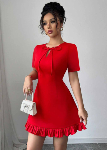 Красное вечернее, кэжуал платье SHEIN однотонное