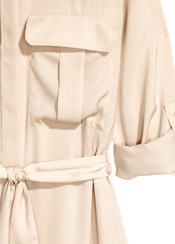 Светло-бежевое кэжуал платье рубашка H&M однотонное
