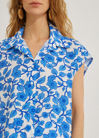 Белая кэжуал рубашка с цветами KOTON