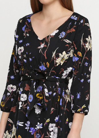 Комбинированное кэжуал платье а-силуэт H&M с цветочным принтом
