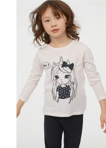 Футболка з довгими рукавами H & M 5111 98 - 104 см Пудра рожева H&M (223403524)