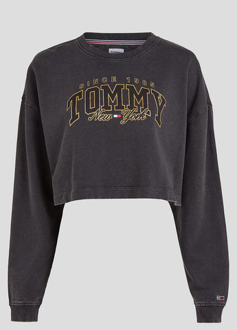 Свитшот Tommy Jeans - Прямой крой логотип серо-зеленый кэжуал хлопок, трикотаж - (274259956)