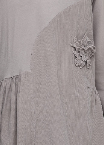 Серое кэжуал платье а-силуэт, оверсайз Made in Italy однотонное