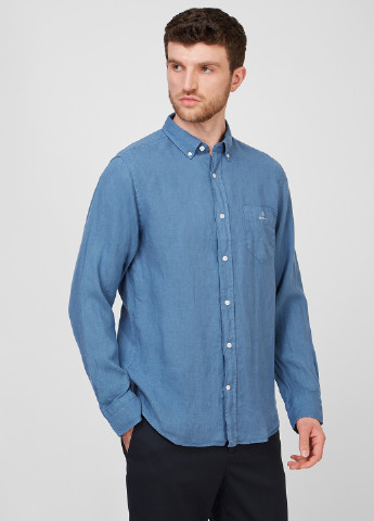 Темно-голубой кэжуал рубашка однотонная Gant