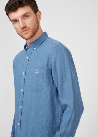 Темно-голубой кэжуал рубашка однотонная Gant
