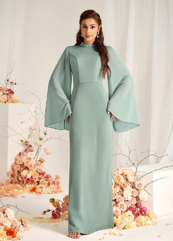 Мятное праздничный платье SHEIN однотонное