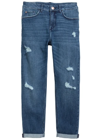Синие демисезонные бойфренды джинсы H&M