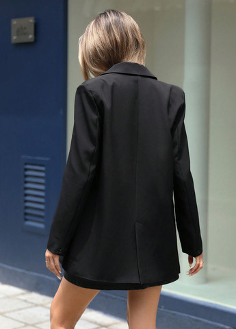 Черный женский жакет SHEIN однотонный - демисезонный