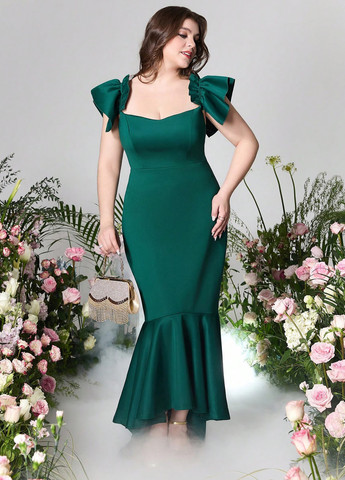 Зелена святковий, коктейльна, вечірня сукня годе SHEIN однотонна