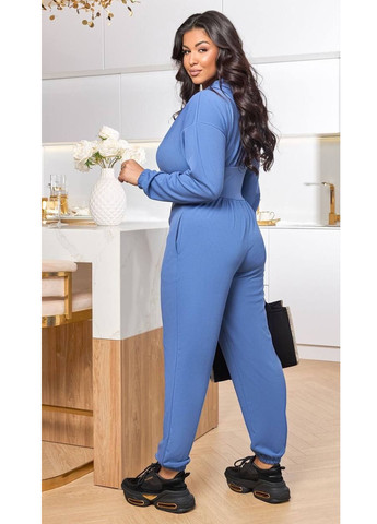 Комбинезон No Brand комбинезон-брюки однотонный васильковый спортивный, кэжуал полиэстер, трикотаж