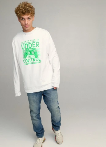 Білий свитшот мужской oversize /no flis/ YAPPI малюнок (254557779)