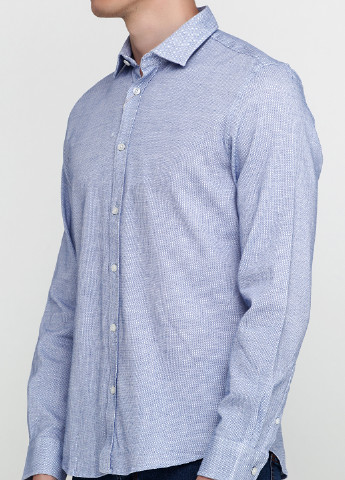 Голубой кэжуал рубашка с геометрическим узором Springfield с длинным рукавом