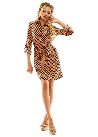 Помаранчева кежуал сукня сорочка Demma з геометричним візерунком