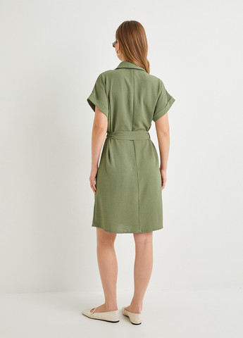 Оливкова (хакі) кежуал сукня сукня-сорочка KOTON однотонна