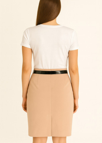 Лососевая кэжуал однотонная юбка Sassofono карандаш