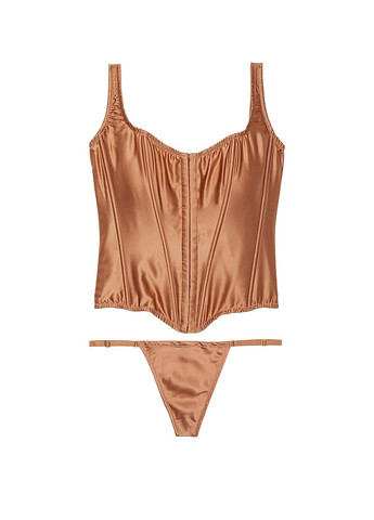 Коричневий демісезонний комплект (корсет, трусики) Victoria's Secret