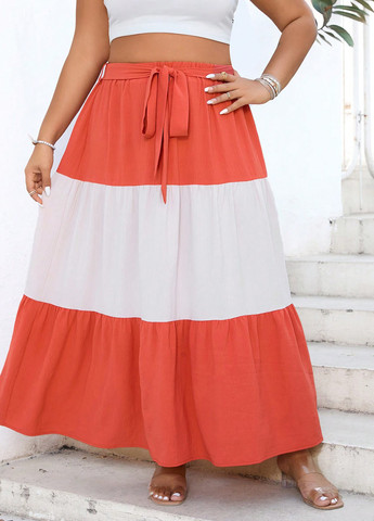 Разноцветная кэжуал колор блок юбка SHEIN клешированная, а-силуэта (трапеция)