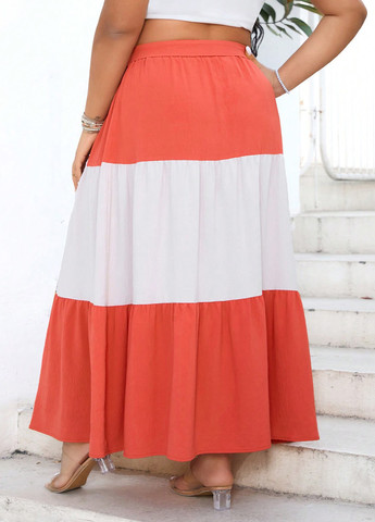 Разноцветная кэжуал колор блок юбка SHEIN клешированная, а-силуэта (трапеция)