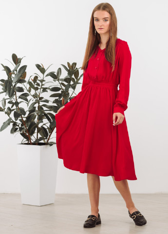 Червона кежуал плаття, сукня кльош Azuri однотонна