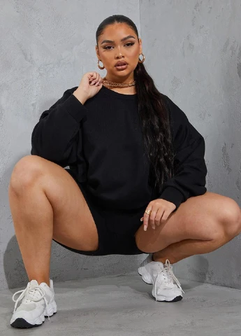 Черный свитшот PrettyLittleThing однотонный без декора (254799194)