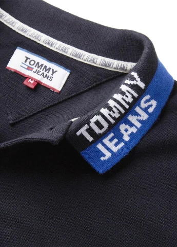 Черная футболка-поло для мужчин Tommy Jeans с логотипом