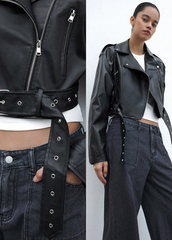 Черная демисезонная куртка косуха SHEIN