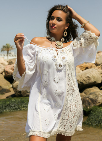 Белое пляжное платье а-силуэт Anastasea однотонное