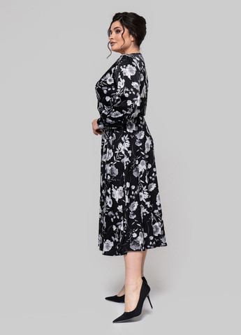 Черное кэжуал платье на запах A'll Posa с цветочным принтом