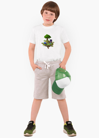 Белая демисезонная футболка детская майнкрафт (minecraft)(9224-1177) MobiPrint